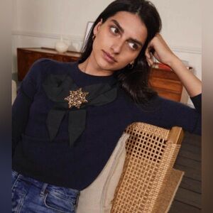 Boden Felicity Wool Sweater in Blue Size 12 - like new